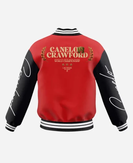 Unisex Canelo Vs Crawford UFC Undisputed Super Middleweight World Championship Red & Black Bomber Jacket