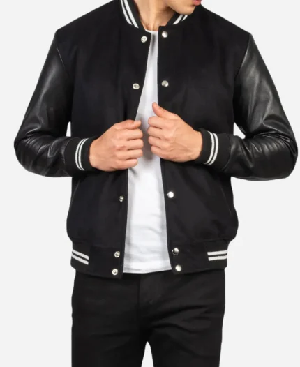 Unisex Deacon Black Letterman Varsity Bomber Jacket
