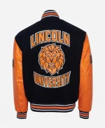 Unisex Lincoln University Lions Black And Orange Wool Varsity Jacket - For Sale