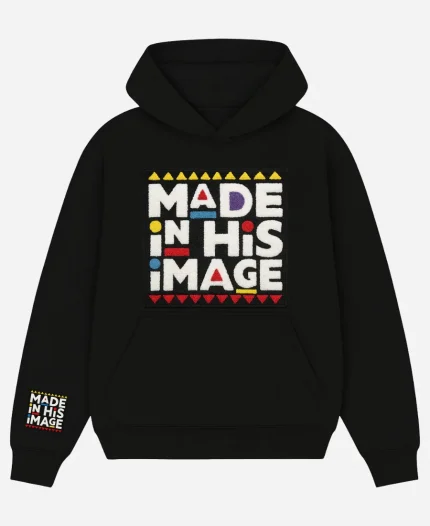 Unisex Made In His Image Graphic Black Pullover Hoodie