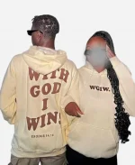 Unisex WGIW Puff Print Cream Oversized Pullover Hoodie