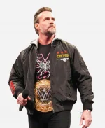 WWE Super Star CM Punk Black Hooded Zipper Bomber Jacket