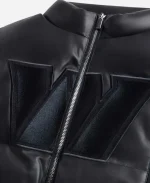 Washington Commanders Faux Leather Cropped Puffer Vest - Black