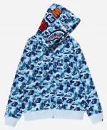 Women's BAPE Abc Shark Camo Blue Full Zip Hooded Jacket