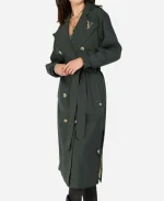 Women's Celine Double Breasted Long Trench Coat - Dark Ash