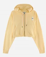 Women's Dairy Boy Milk Bottle Cropped Yellow Zipper Hoodie