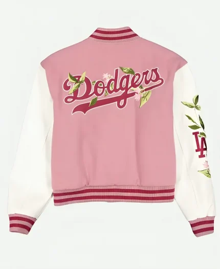 Women's New Era Cap Los Angeles Dodgers Floral Pink & White Varsity Jacket