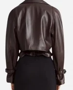 Women's Nour Hammour Hatti Cropped Brown Leather Jacket