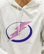 Yanni Gourde Tampa Bay Lightning NHL Logo White Fleece Pullover Hoodie - For Sale