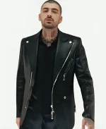 Zayn Malik Album Eyes Closed Moto Biker Leather Blazer Jacket