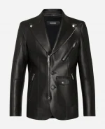 Zayn Malik Album Eyes Closed Moto Biker Leather Blazer Jacket - Black