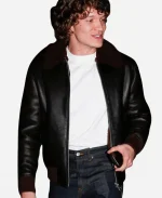 2026 PFW Party Connor Storrie Reversed Black Leather Jacket