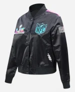 2026 San Francisco Bay Area NFL Super Bowl LX Black Satin Varsity Jacket