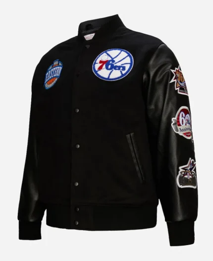 76ers Out Team Logo Black Jacket
