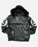 8 Ball Fur Hooded Jacket - Black