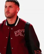 AC Milan x Off-Wh1tE 2025 Maroon & Black Varsity Jacket - For Sale