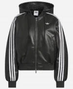 Adidas Originals Pleather Hooded Pad Jacket - Black