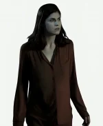 Alexandra Daddario Mayfair Witches Rowan Fielding Anne Rice’s Brown Shirt