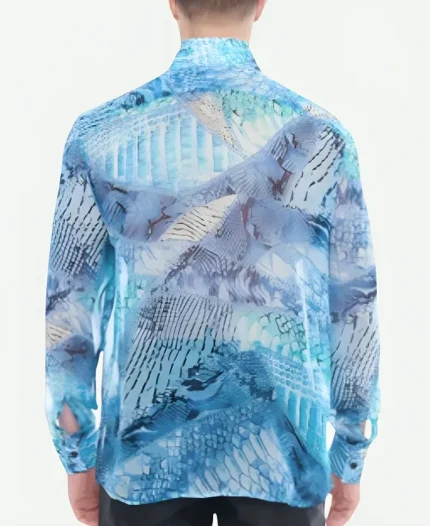 Ali Larter Landman S02 Blue Snakeskin Printed Blouse