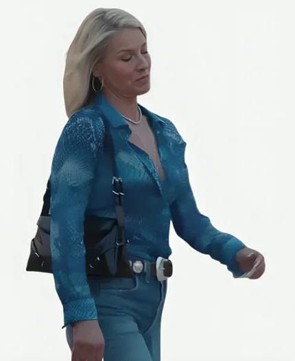 Ali Larter Landman S02 Snakeskin Printed Blouse - Blue