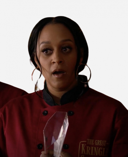 Alicia Gellar Yes, Chef! Christmas 2023 Tia Mowry Red Chef Coat