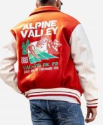 All Day Ski 80 Alpine Valley Orange And White Varsity Jacket - For Sale