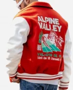 All Day Ski 80 Orange and White Varsity Jacket