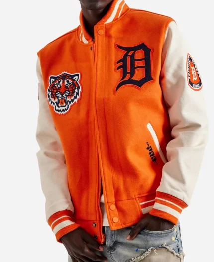 American League MLB Detroit Tigers Leather Varsity Jacket