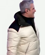 American Tv Show Host Andy Cohen New Year’s Eve Celebration White Puffer Jacket