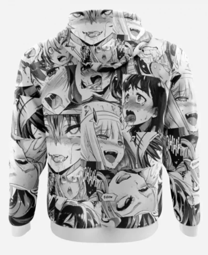 Anime Ahegao Manga Collage Grey Pullover Hoodie