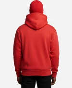 Arm Crystal Balaclava Grey Zip Up Hoodie - Red