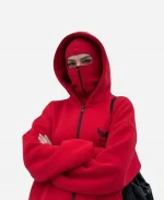 Arm Crystal Balaclava Red Hoodie