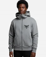 Arm Crystal Balaclava Zip Up Hoodie - Grey
