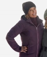 Ashley Williams An Alpine Holiday Movie 2025 Faith Purple Quilted Puffer Jacket