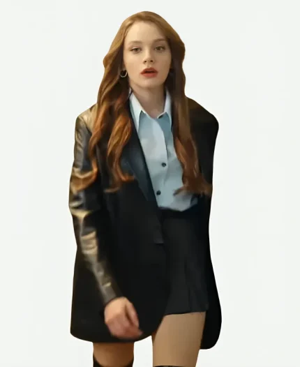 Asli Tuna As the Crow Flies Season 02 Miray Daner Black Leather Blazer