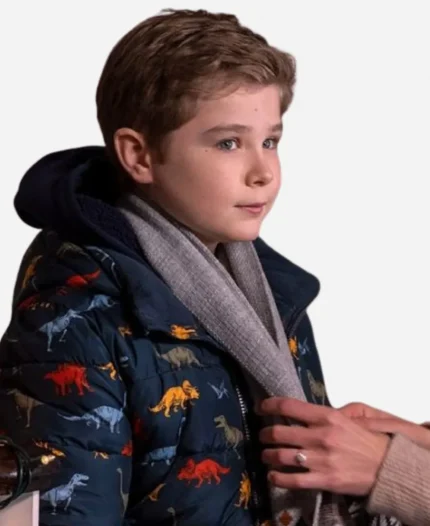 Austin Miller Ginny & Georgia S02 Dinosaur Puffer Jacket - Blue