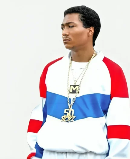 Demetrius Flenory Jr BMF Lil Meech Striped White Track Jacket