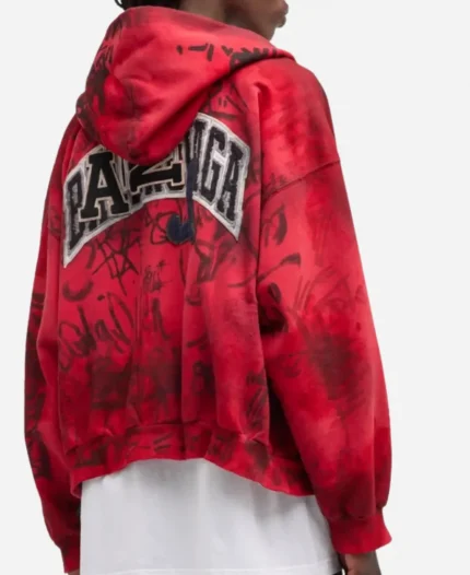 Balenciaga Skater Zip Up Hoodie - Red