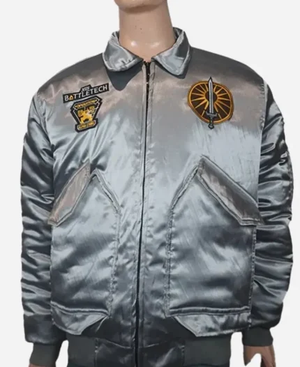 Battletech Mechwarrior Flight Grey Bomber Jacket