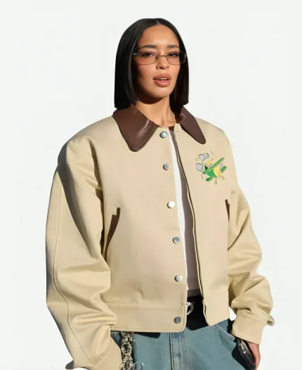 Belgian Singer Dina Ayada Paris Fashion Week 2026 Beige Leather Jacket