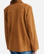 Bella Hadid Aspen Colorado 2026 Brown Suede Shirt Jacket