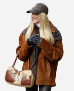 Bella Hadid Aspen Colorado Brown Suede Jacket
