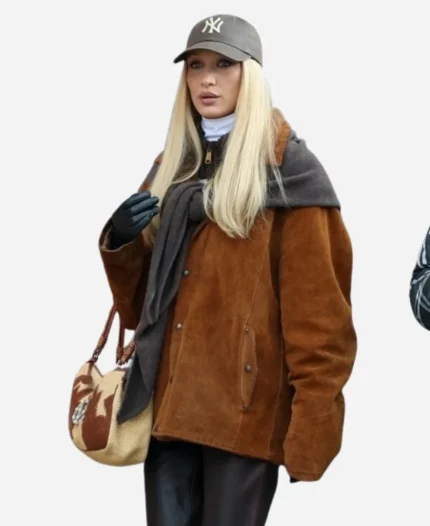 Bella Hadid Aspen Colorado Street Style Brown Suede Jacket