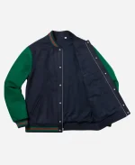 Black And Green Supreme x Lacoste Wool Varsity Jacket
