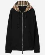 Burberry Black Check Hood Zip Up Hoodie