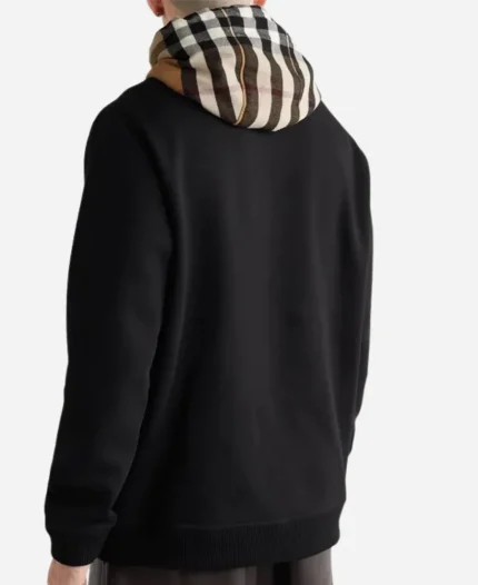 Burberry Black Zip Up Hoodie - Check Hood