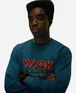 Caleb McLaughlin Stranger Things S05 Lucas Sinclair WSQK Blue Sweatshirt