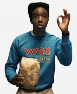 Caleb McLaughlin Tv Series Stranger Things S05 Lucas Sinclair WSQK Blue Sweatshirt