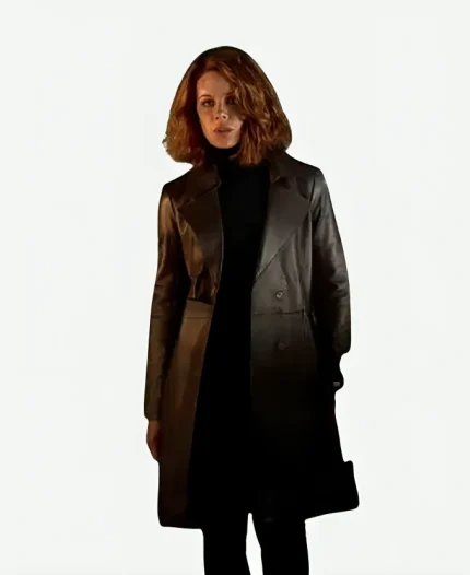 Canary Black 2024 Kate Beckinsale Leather Coat