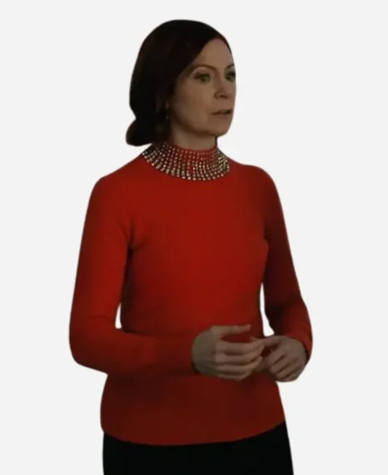 Carrie Preston Elsbeth S03 Red Embellished Sweatshirt